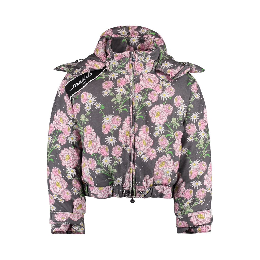 Puffer Preta Flores